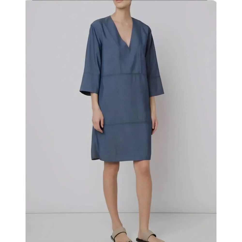Vince 3/4 Sleeve Chambray Dress XS NWT
